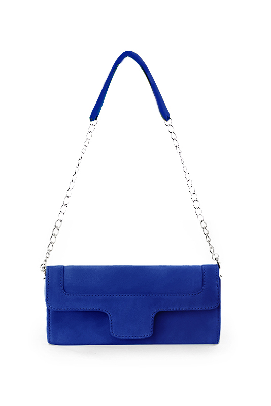 Dress clutch for wedding and parties in electric blue leather - Top view